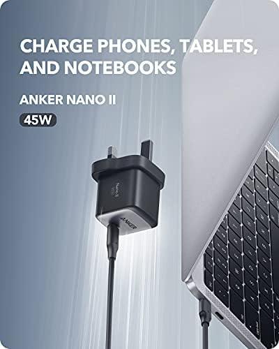 USB C Charger, Anker Nano II 45W Fast Charger Adapter, PPS Supported, GaN II Compact Charger for MacBook Pro 13, Galaxy S21/S21+/S20, Note 20/10, iPhone 12/Pro, iPad Pro, Pixel, Steam Deck, and More