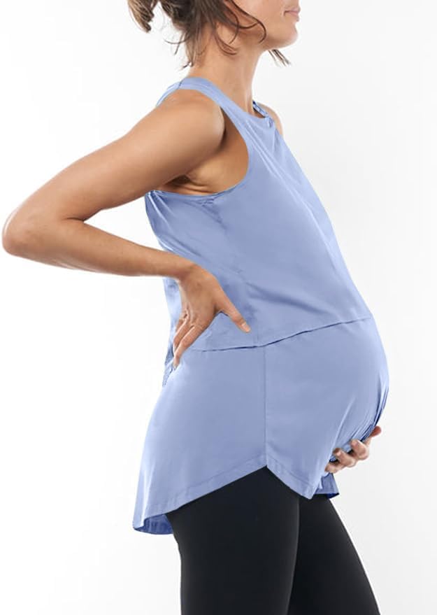 ZDC Women's Maternity Nursing Tank Tops Sleeveless Double Layer Breastfeeding Shirts Summer Pregnancy Clothes - Image 2