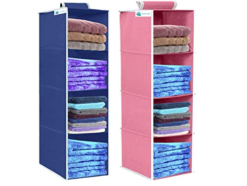 Image of Hanging Organizer (Blue Pink, Pack of 2 (4 Shelf))