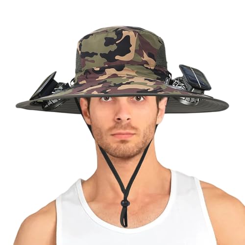 Chapeau de soleil avec ventilateur double dispositif refroidissement randonnée homme