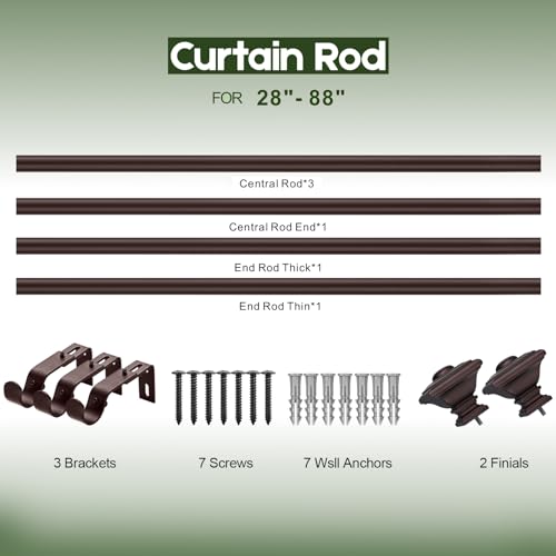 Briofox Bronze Curtain Rods For Windows 48 To 84 Inch Heavy Duty Adjustable Length 1 Inch Diameter Window Curtain Rods For Indoor Ourdoors With Classic Square Finials thumb #5