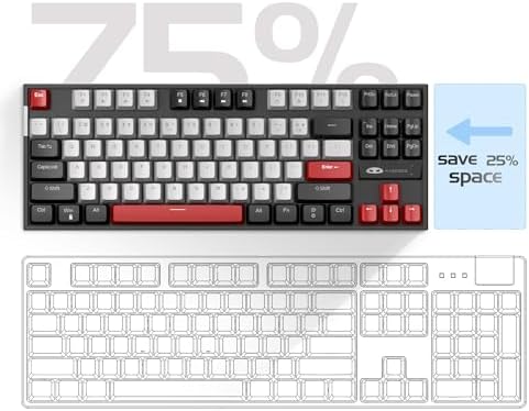 MageGee 75% Mechanical Gaming Keyboard, Blue Switch, LED Backlit, 87 Keys Compact TKL Wired Computer Keyboards for Windows Laptop PC Gamer - Grey/Black - 2