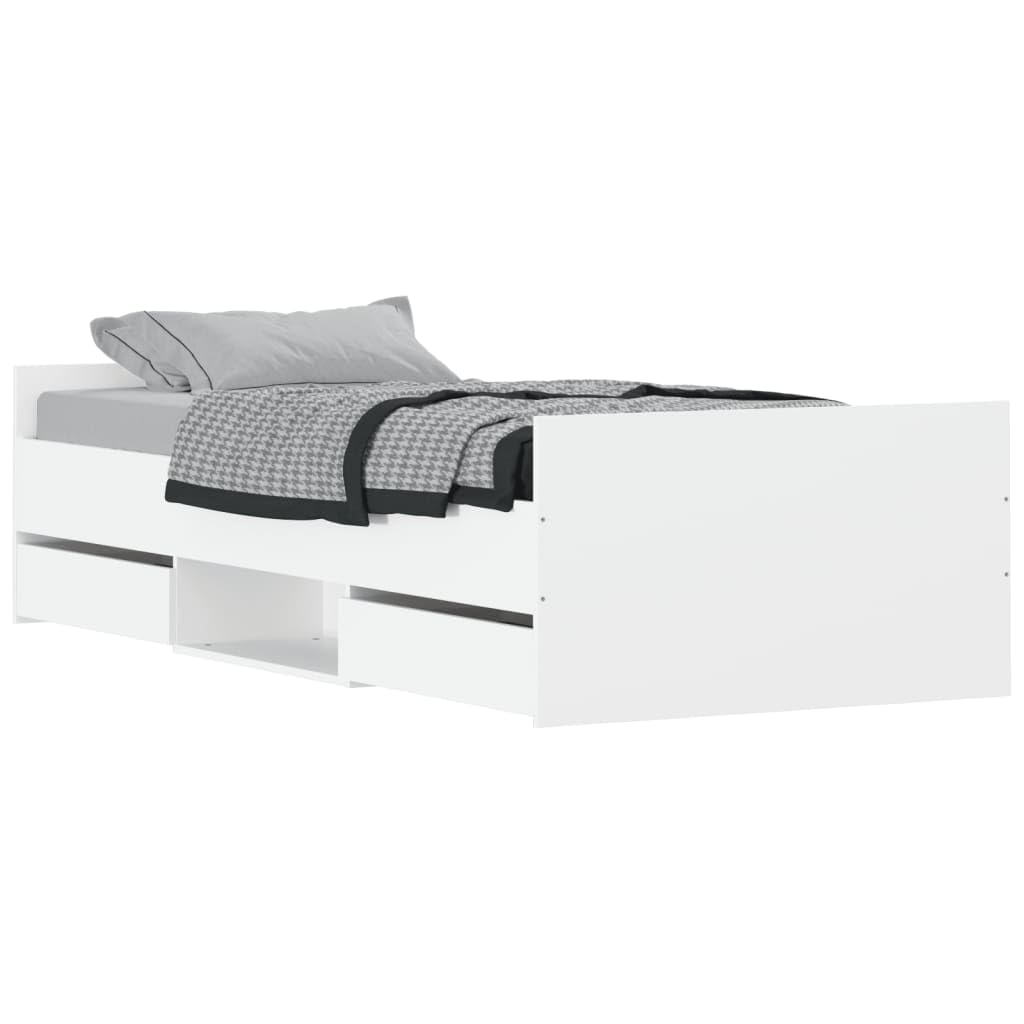 Telaio letto con testiera e pediera bianco 100 x 200 cm Struttura del letto dell'hotel Telaio per camera da letto Cornice da letto per soggiorno Adatto per camera da letto
