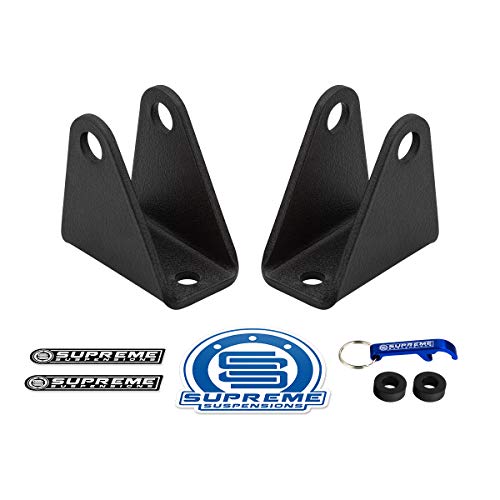 Supreme Suspensions - Front Shock Extenders for 1988-1999 Chevrolet K2500 K3500 4WD High-Strength Steel Shock Mount Extension Brackets - Can Cooler Included with Purchase