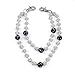 Fashion Layered Ceramic Bead Keychain - Sparkly Rhinestone Wallet Chains for Pants Jeans Accessories for Men Women (Black)