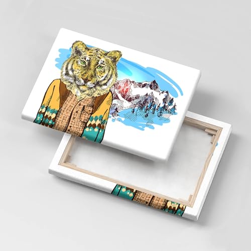 Tableau tigre dans un pull impression sur toile 30x20cm Wallfluent