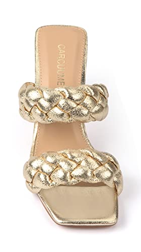 Image of Carcuume Women's Block Heel Square Open Toe Two Strap Mule Sandals