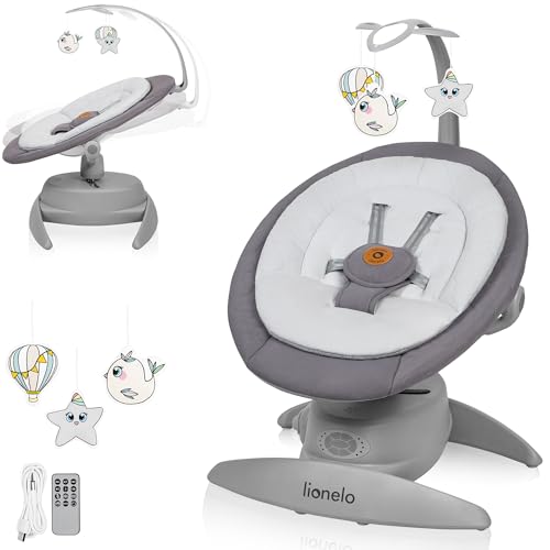 lionelo MELL Sdraietta Elettrica 360° per Neonati e Bambini fino a 9kg Barra Giocattoli e...