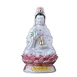 ctcoijrn decorazione auto statua quan yin statua guan yin buddista avalokiteshvara kuan yin dio della misericordia buddismo statua su loto buddha femminile benedizione cinese feng shui regali home off