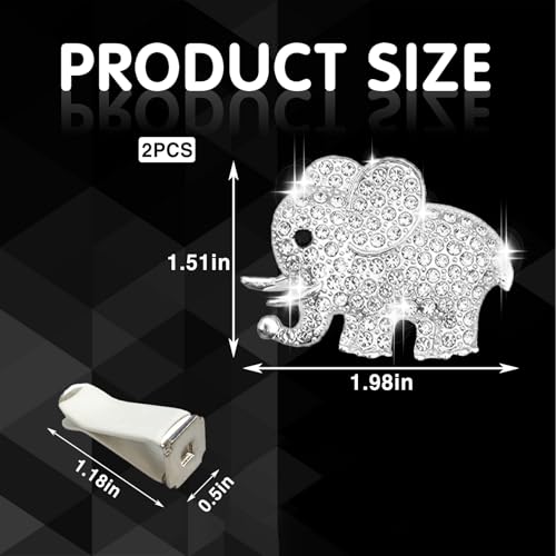 Image of 2PCS Crystal Diamond Car Air Vent Clip, Elephant Design Car Air Freshener Diffuser, Rhinestones Bling Car Accessories for Women Girls, Car Interior Decorations
