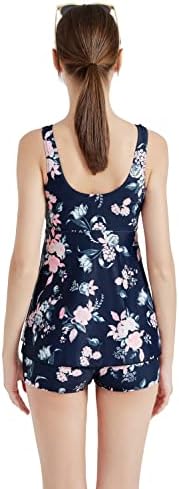 Ternbay Women Tankini Set Two-Piece Swimsuit Girl Swim Dress Fashion Beachwear with Short Modest Tank Tops
