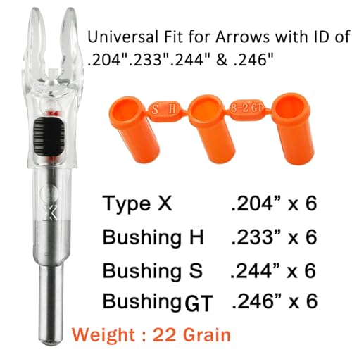 Image of 6PCS X Lighted Nocks for Arrows with .204 .233 .244 .246 Inside Diameter with H, S, GT Bushings High-Visibility LED Arrow Nocks, ON /Off Switch Included