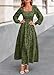 KIRUNDO Wedding Guest Dresses for Women Spring 2026 Long Sleeve Smocked Floral Flowy A Line Boho Maxi Dress Fashion Clothing (Army Green, Medium)