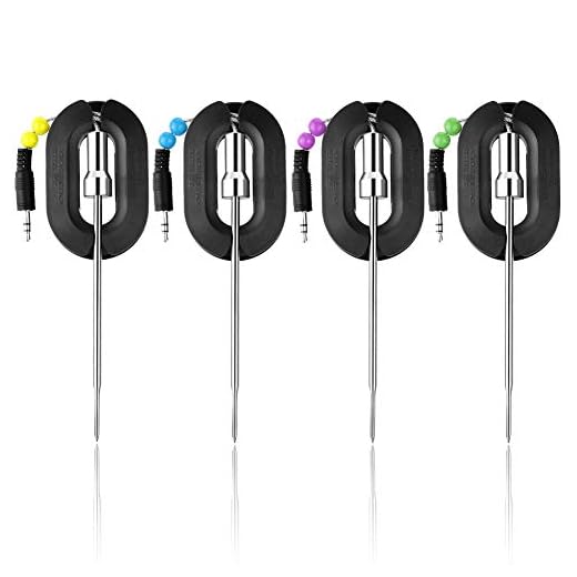 Chugod Grilling BBQ Meat Thermometer Probe - Replacement Temperature Probes 4 Pack, Stainless Steel Digital Thermometer Probes for Chugod Bluetooth Meat Thermometer