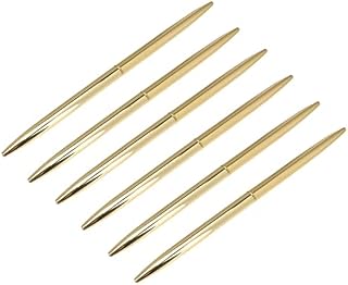 6Pcs Rotation Metal Business Ballpoint Pen Multipack Lightweight Metal Black Ink Pen for School Office Supplies Bank (Golden) (6)