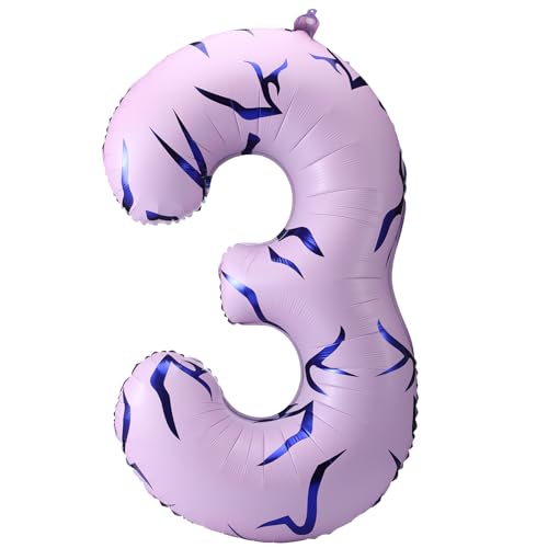 Tasdurian 40 Inches Number 3 Balloon with Kpop Theme Tattoo Design Big Large Number Foil Balloons for Kpop Theme Party Birthday Anniversary Party Garland Arch Decorations Supplies