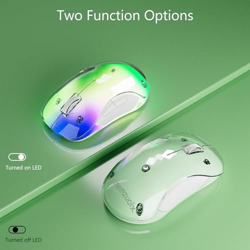 Image of memzuoix 2.4G Wireless Mouse with Customizable Cover & 9-Color LED - Rechargeable Ergonomic, 1400 DPI, 5 Buttons, USB Receiver for PC /Mac - Green