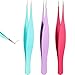 3 Pieces Tweezers for Ingrown Hair Stainless Steel Pointed Blackhead Remover Precision Eyebrow and Splinter Removal Tweezers (Rose Red, Purple, Blue)