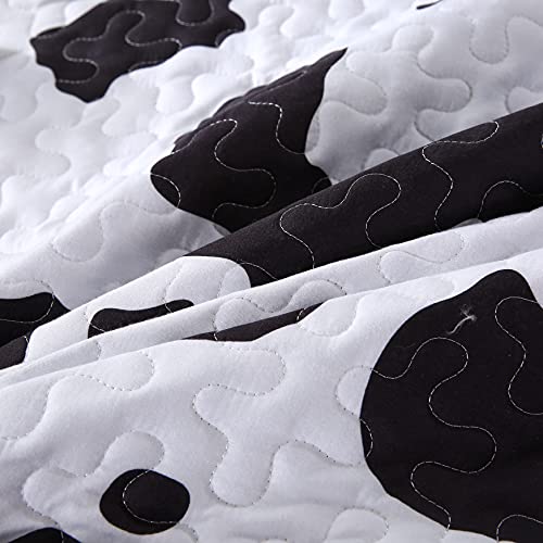 Perfemet Black And White Cow Print Quilt Set Reversible Bedroom Decorations For Kids And Teens Machine Washable Bedspread Set(Queen,1 Quilt + 2 Pillow Cases) #TOP4