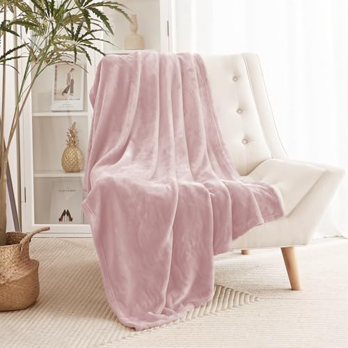 Image of Cloth Fusion Nimbus 280 GSM Fleece Blanket, Blush Pink, Single 58x86 inches | Double-Brushed Both Sides, Anti-Pilling Weave, Colour-Lock Dye, Reinforced Stitching, Machine Washable