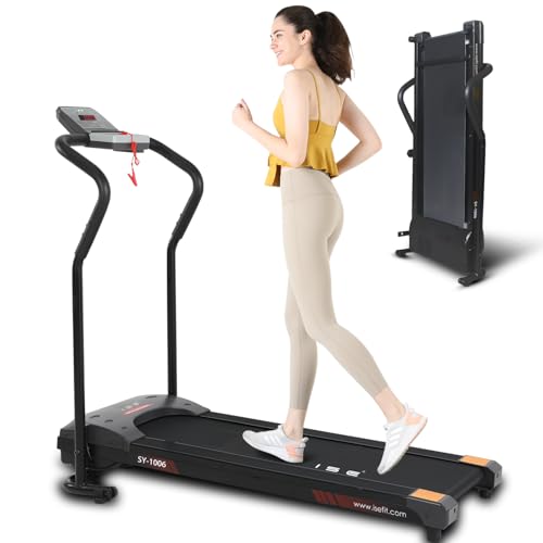 ISE Cinta de Correr Plegable, Walking Pad con LCD Pantalla, Cinta Correr Plegable con Soporte de Botella para Hogar Oficina motorizada 750W, Cinta De Andar Plegable con 5 programas