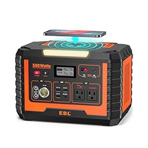 Portable Power Station 500, 519.4Wh Outdoor Solar Generator with 110V/500W AC Outlet for Home Use, Emergency Backup, Camping