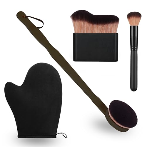 4 in 1 Self Tanning Mitt Self Tanner Brush for Body Kabuki Brush for Self Tanner Mitt Self Tanning Brushes for Self Tan Brushes Tanning Glove Self Tanner Back Applicator Back Tanning Applicator