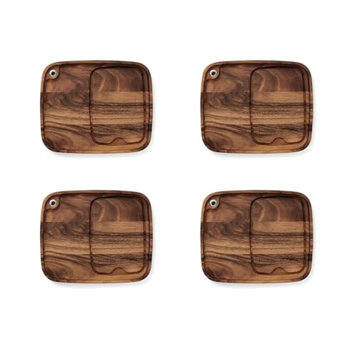 Ironwood Gourmet Fort Worth Steak Plate with Juice Channel, Acacia Wood, Set of 4 Ironwood Gourmet Fort Worth Steak Plate with Juice Channel, Acacia Wood, Set of 4