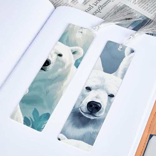 Marque-page ours polaire avec franges : lot de 6 signets de lecture - 5