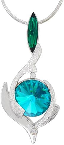 William Wang Designs Birthstone Color Pendant Necklace with Two Swarovski Crystals. Made in USA