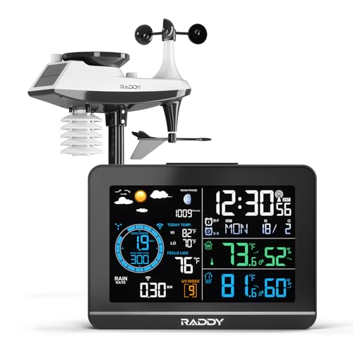 La mejor selección de Relojes meteorológicos - los preferidos. 42 Raddy UV-6 Estación meteorológica profesional con visualización VA de 6 pulgadas y sensor al aire última intervensión, monitor inalámbrico de temperatura y humedad para...