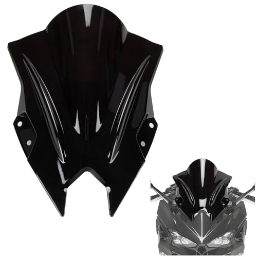 Windshield for NINJA500 SE 2024 2025 2026 PSLER Windscreen Double Bubble Wind Deflector Protector Fairing for NINJA500 SE NINJA 500 2024 2025 2026 (Black)