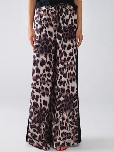 Image of SHENHE Women's Cheetah Print Wide Leg Baggy Pants Y2k Side Loose Streetwear Trousers