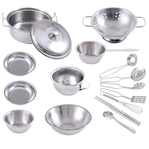 Juego de ollas de acero inoxidable duradero para cocinitas de madera y barro
