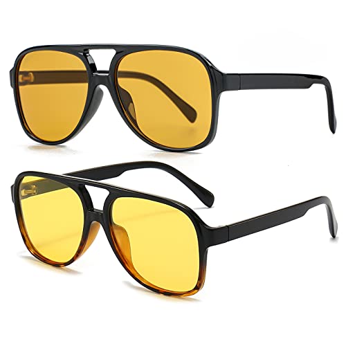 Image of Polarized Classic Vintage Aviator Sunglasses for Men Women Large Frame Retro 70s Sunglasses