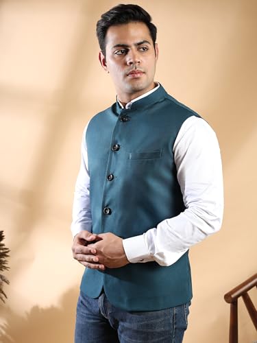 Image of Ethluxis Men's Designer Solid Nehru Jacket /Waist Coat /Bandhgala