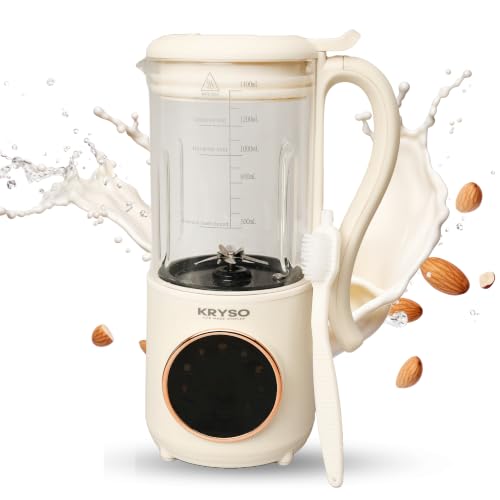 KRYSO 48 oz 8-in-1 Nut Milk Maker Machine, Automatic Kitchen Appliance with Milk Frother | Almond, Soy, Oat & Plant-Based Drinks | Self-Cleaning, Keep Warm, Juice & Soup Maker