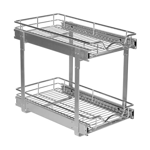 2-Tier Pull-Out Cabinet Organizer with Heavy-Duty Steel Frame, Full-Extension Sliding
