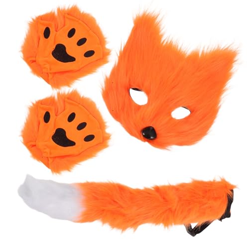 Costume renard Halloween avec masque réaliste et queue touffue