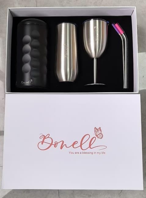 Champagne Bottle Chiller Gift Set- Portable Stainless Steel Sparkling Wine Cooler with 2 Champagne Flutes (Black) - Image 2