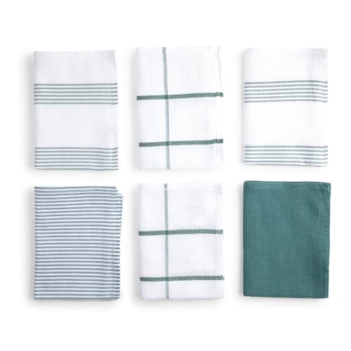 BOSKIMO Paños de Cocina Algodón Premium – Pack de 6 Trapos de Cocina Microfibra y Rizo, Trapos Cocina Algodón Absorbentes, Paños de Limpieza Color Verde Natural