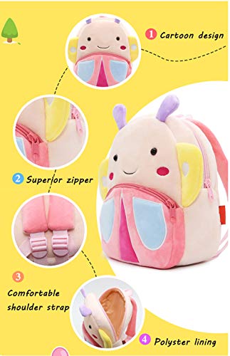 Befunirise Toddler Backpack For Boys And Girls, Cute Soft Plush Animal Cartoon Mini Backpack Little For Kids 1-6 Years (Butterfly) #TOP5