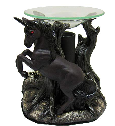 DWK - Essence of Sorcery - Collectible Black Unicorn Dark Magic Forest Mystical Fantasy Oil Burner Wax Melter Tart Warmer Scent Diffuser Lamp, 5.5-inch