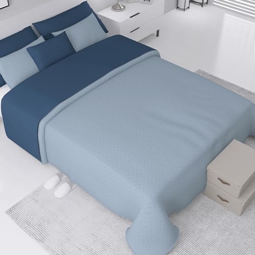 SomniHome Colcha Cama 90 100 105 Cubre Cama Individual Lisa. Colcha Bouti Primavera. Colchas Entretiempo. Colcha Suave, Moderna y Resistente. Regalo 1 Funda de Almohada. Color Azul Indigo