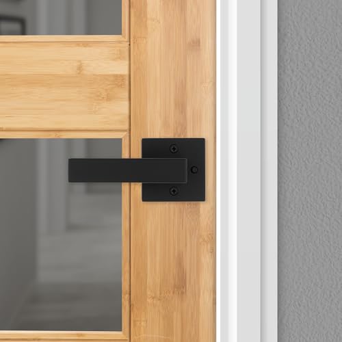 Image of Kwikset Singapore Interior Privacy Door Handle with Lock, Door Lever for Bathroom and Bedroom, Matte Black, Reversible Keyless Turn Lock, with Microban Protection, 10 Pack