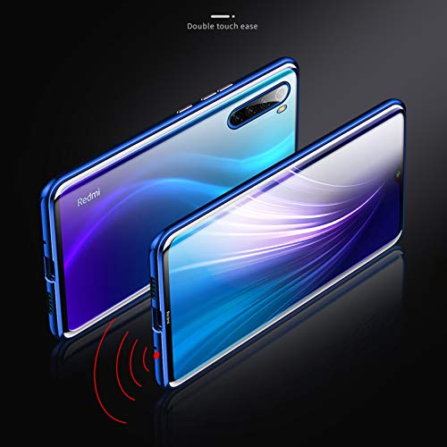 Biubiucase Metal Magnetic Aluminum Alloy Frame Tempered Glass Phone Case For Xiaomi Redmi Note 8 [6.3 Inch] (Redmi Note 8, Red) #TOP4