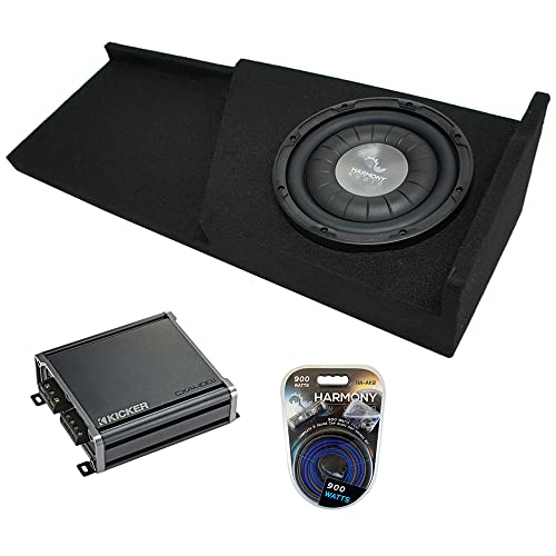 Harmony Audio HA-F104 Compatible with Chevy Silverado Ext Cab Truck 2007-2013 Flatline Series,46CXA4001 Class D Mono 800W Peak Amp and GM1X10-EXCAB07 Single 10