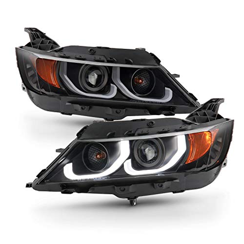 AKKON - Fits 2014-2020 Chevy Impala Sedan LED [Dual Tube] Halogen Type Projector Black Headlights Pair Driver + Passenger