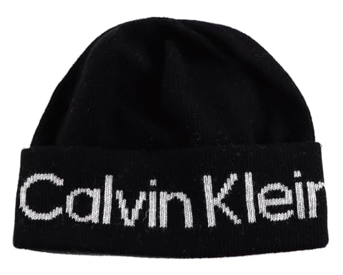 Bonnet Calvin Klein anti-froid réversible noir confortable pour tête sensible Beanie