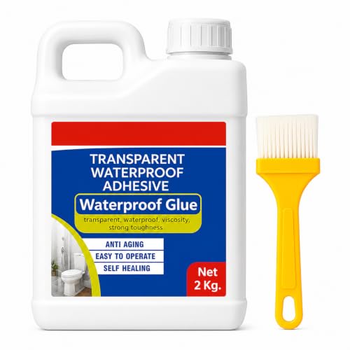 Image of Transparent Waterproof Adhesive Glue for Roof Leakage | High Strength Sealant for Bathroom, Tiles, Wall Cracks, Roof & Kitchen | Strong Leak Proof Bonding Glue with Brush (2 KG)